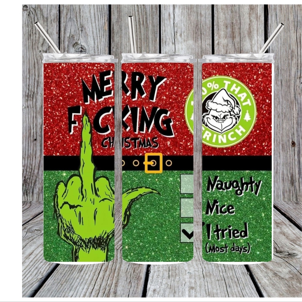 Christmas Grinch Tumbler with Straw